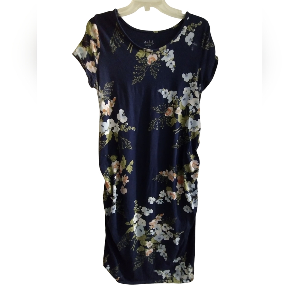 Isabel By Isabel & Ingrid Floral Navy Short Sleeved Maternity Dress XL